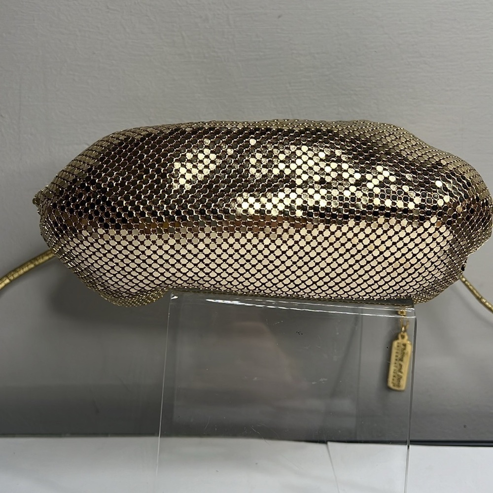 Whiting and Davis Gold Chain Link Shoulder Crossbody Zip Top Bag - Picture 7 of 13